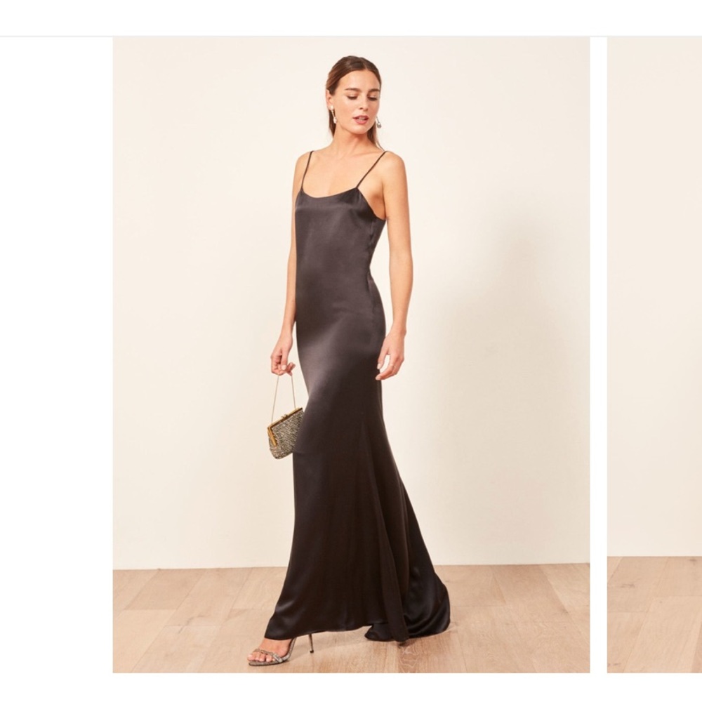 Reformation Athena Dress in Black Silk